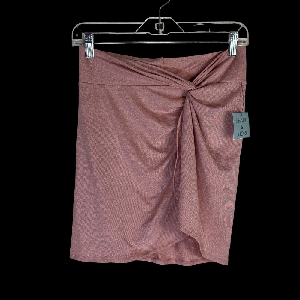 Shade & Shore Skirt Cover Up Womens Small 4-6 Pink Metallic Knot Front Sarong NW